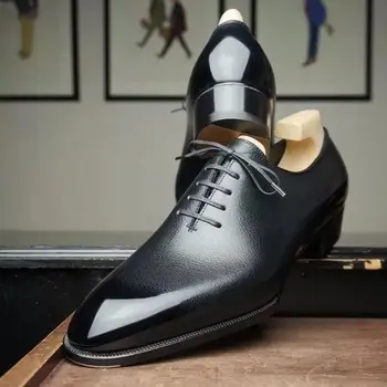 Oblikovalec Black Classic Moške Brogue Pu Usnje Moda Moška Gospoda, Obleko Čipke-up Oxford Čevlji Zapatos 8KH094