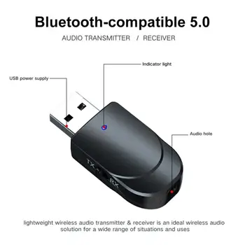 Bluetooth, združljiva 5.0 Stereo Audio (Stereo zvok 2 In1 Sprejemnik Oddajnik Mini USB, AUX 3.5 mm Jack Za TV PC Komplet Brezžični Adapter