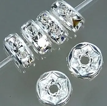 6 mm 8 mm 10 mm 12 mm er32 Bela Distančnik Metal silver Plated Rondelle Nosorogovo Svoboden Kroglice Za Najboljši DIY crystal