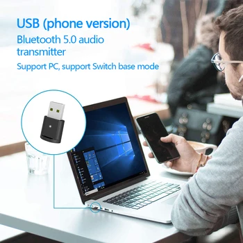 USB Bluetooth, združljiva 5.0 Oddajnik Audio Adapter Za Airpods PC Računalnik za PS4 Pro Stikalo Adapter za TV Način