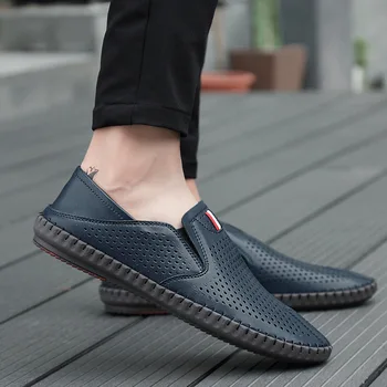 Vroče prodaje, za Moške Poletne Mocassins Usnje loafers Slip-on mehko priložnostne čevlji udobno vožnjo stanovanj Bela dihanje 2021