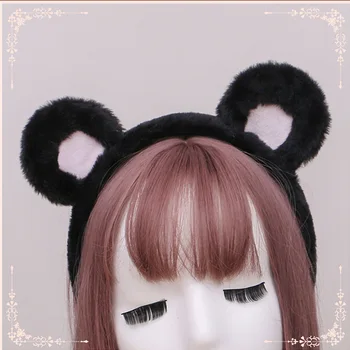 Ročno izdelana plišastih medved uho hairband rjavi medved curry Japonski KC lolita lolita headdress jk