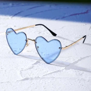 LANDSEEN Srce Oblika Dekorativni sončna Očala Ice Blue Unisex ženska sončna Očala Edinstven Modni Očala Dodatki