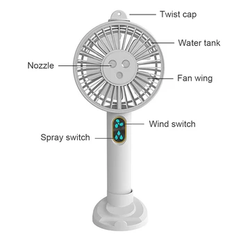 Prenosni Vodni curek Megle Električni Ventilator USB Polnilne Nastavljiva Ročno Mini Ventilator za Hlajenje klimatska Naprava Vlažilnik na Prostem