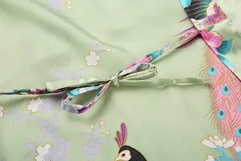 FZSLCYIYI Poletje Mini Črna Ženska Nightgown Kimono kopalni plašč Rajon Sleepwear Pav&Cvetlični Nevesta Družico Poroko Haljo Obleke