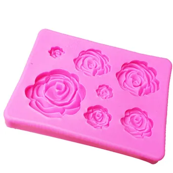 Roza 7, Tudi Rose Cvet Oblike 3D Torta Silikonsko Plesni Fondat Reliefi Plesni Kuhinja Pecivo Torto Pladenj