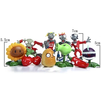 10Pcs/Veliko Rastline vs Zombija PVZ Slika Igrače Rastlin in Zombija Peashooter Cherry Bomb PVC figuric Zbirka Model Igrača
