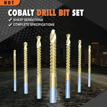 6PCS Kobalt Drill Bit Nastavite Polžastega Vijaka Meritev Sestavljenih Tapnite Twist Drill Bit Nastavite Tapnite Drill Bit Multi-funkcijo Kovine, Posebna