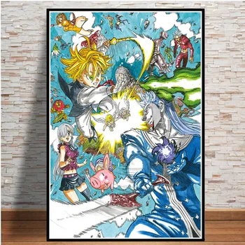 Diamond Vezenje 5D DIY Japonske Anime Plakat Strip Sedem Smrtnih Grehov Plakati Diamond Slikarstvo Navzkrižno Šiv Doma Dekoracijo