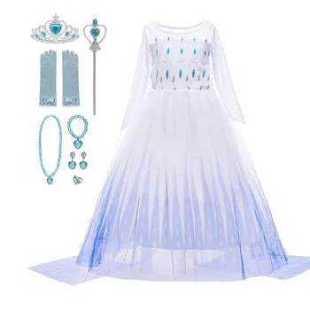 Zamrznjeno 2 Nova Elsa Belo Obleko Pustni Kostum Princeska Snow Queen 2 Elsa Obleke Otrok Halloween Rojstni Frocks Oblačila
