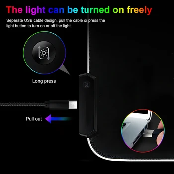 RGB Mouse Pad LED Svetlobna Miške, Tipkovnice Mat Namizje Mousepad 80 cm Zložljive z USB Kablom Anti Slip za Miško Laptop Urad