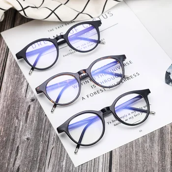 Modra Svetloba Očala za Ženske Okrogle Očala Moški Letnik Ponaredek Očala za Računalnik Optično Branje Očala Moda Lunettes