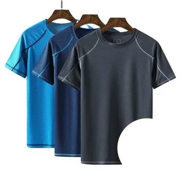 Men ' Očesa Uspešnosti Quick Dry Tech Stretch Ultra-Mehke Dihanje Kratek Rokav Posadke Aktivno T-Shirt Uvježbavanje Majice Kul 5XL