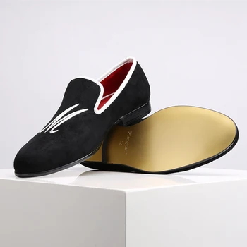 Piergitar 2021 Nov slog moških priložnostne čevlji s po meri osebnost črke, vezene Stranke in Poroka moških žamet loafers