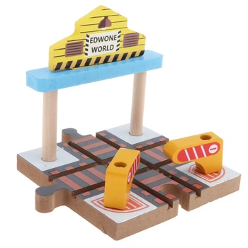Leseni Vlak Spremljali Dodatki Set Železniške montažna Gradnja Igrače za Otroke Toddlers - Postaja
