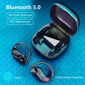 Bluetooth5.0 Brezžične Slušalke Kavljem Slušalke Šport Nepremočljiva Dotik za Nadzor Stereo Kakovost Zvoka Bluetooth Slušalke 1pcs