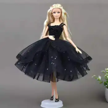 Črna Bleščica Čipke Lutka Obleko za Barbie Princess Obleke Večer Stranka Obleke Tutu Obleke Obleke 1/6 BJD Oblačila Dodatki, Igrača