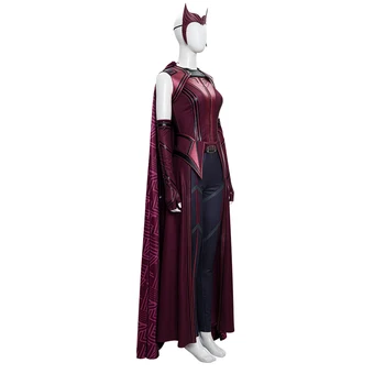 Škrlatni Cosplay Čarovnice Kostum Halloween Kostumi Wanda Superheroine Maximoff Bitka Obleko Rdeče Ženske Obleka Pokrivala