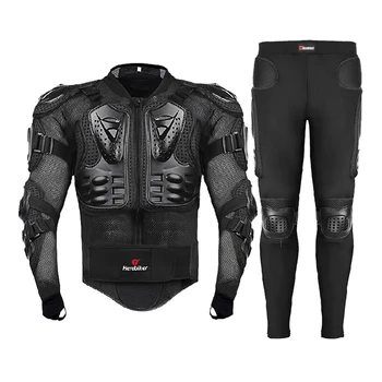Črna Motoristična Jakna+Hlače Moto Motokros Dirke Motociklističnega Telo Oklep Zaščitna oprema Moto Stražar Zaščitna Equiment S-5XL