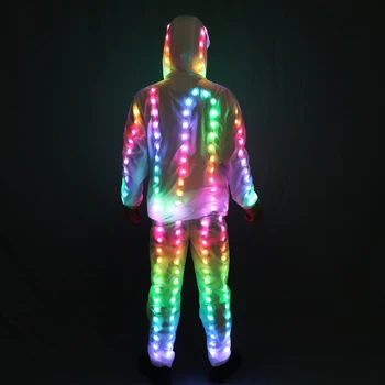 Full Color Pixel LED Luči Jakno, Plašč, Hlače, Kostume bo Ustrezala Light UP Rave Ustvarjalne Zunanji Fazi Kostum Božič Fancy Stranka Obleko