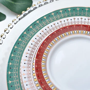 Nov slog keramična namizna posoda in plošče kompleti Zlati rob Dom, Hotel, večerja plošče, Dekorativne keramike in porcelana ploščo