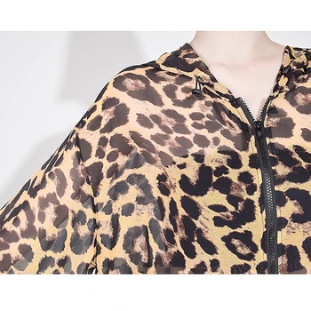 XITAO Dolgo Plus Velikost Leopard Bluzo Ženske Obleke 2020 Jeseni Novo Hooded Ovratnik Poln Rokav Tekmo Vse Priložnostne Srajco Vrh ZP1226