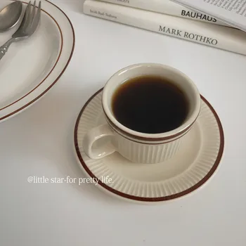 Retro Japonska Keramična Skodelica Minimalističen z Ročajem Doma Popoldanski Čaj Skodelice Tazzine Caffe Visoke Kakovosti Teacup in Krožnik MM60BYD