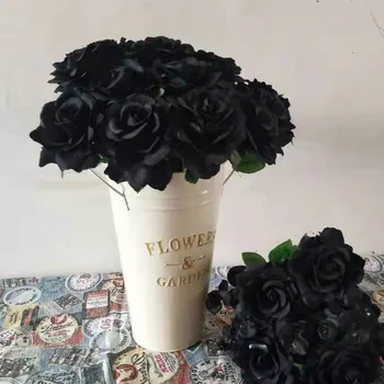 50 cm Črne Umetne Vrtnice Veje Cvetje, Poročni Dekoracijo Doma Flanela Tkanine Srčkan Roza Ponaredek Cvetje 12 Barv Dekle Darilo