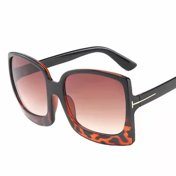 Ženske Luksuzne Blagovne Znamke Kvadratnih Sončna Očala Ženski Retro Leopard Modni Oblikovalec GradientVintage Prevelik Sončna Očala Oculos De Sol