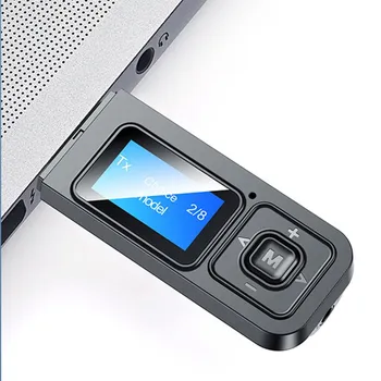 2 v 1 Brezžična tehnologija Bluetooth 5.0 Sprejemnik Oddajnik Adapter 3.5 mm AUX LCD Avdio Oddajnik Sprejemnik Za PC TV Avto Glasbe Adapter