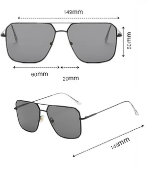 Vintage Nad Velika Sončna Očala Moških Anti-Odsevni Ogledalo Klasičnih Kvadratnih Kovinskih Očal Modi Nove Ženske Sončna Očala Uv400