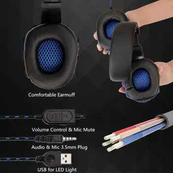 Soyto Gaming Slušalke Globok Bas Stereo Igra Svetlobna Slušalke Z Mikrofonom, LED Luč Za PS4 Prenosni RAČUNALNIK Stikalo za Prenosnik Darila