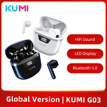 KUMI G03 Bluetooth 5.0 Slušalke Polnjenje Box Brezžične Slušalke HD Kakovost Zvoka Šport Čepkov Slušalke Z Mikrofonom
