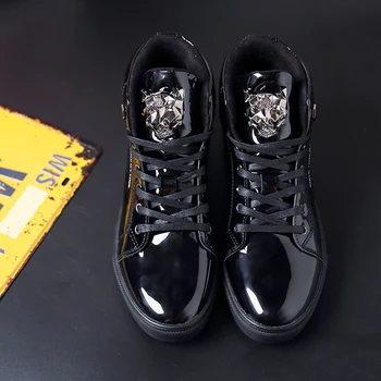 Prosti čas cuero vroče zapatos slip sapatos čevlji s črno visoko vzročno čevelj casuales moških hightop moda vrh za Zavezat zavezat de