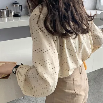 2Colors 2021 pomlad jesen žensko bluzo korejski ins style Polka dot rokavi ženske outwear Long sleeve Vintage vrhovi(x1813