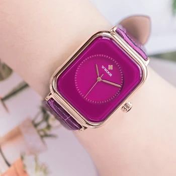 Reloj Mujer WWOOR Nov Modni Purple Ženske Ure Priložnostne Analogna Quartz Ura Ženske Luksuzno Obleko Usnja Nepremočljiva Zapestje Gledati