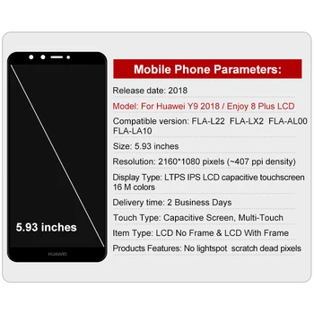 Original Za Huawei Y9 2018 LCD Y9 pro 2018 Zaslonu Uživajte 8 Plus Zaslon na Dotik, Računalnike Y9 prime 2018 Zamenjava Sestavljanje Delov