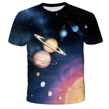 Prostor Galaxy Planet Vesolje 3D natisnjeni T-shirt Fantje, ženske, otroci Sky Star 3D tiskanih kul vrhovi fantje dekleta modni ulične