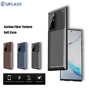 UFlaxe Mehko Telefon Ohišje za Samsung Note 20 Ultra 5G Ogljikovih Vlaken Shockproof Ultra-tanek Pokrovček Galaxy Note 9 10 Plus, Lite