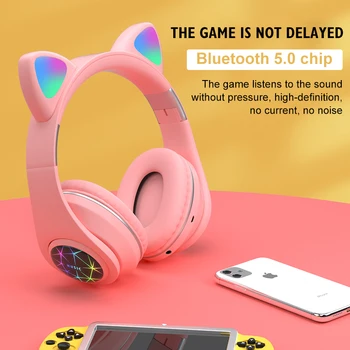 NOVO M2 Mačje Uho Slušalke Z LED Bliskavica, Bluetooth 5.0 Mladi, Otroci, Dekleta, Slušalke Bluetooth Slušalke Bluetooth Slušalke