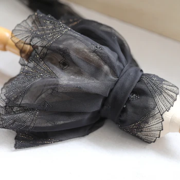 Lutka obleko čipke črnega zlata žične mreže vezenje širina 19 CM