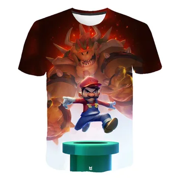 Poletje 2021 fantje in dekleta T-shirt novi Japonski igra Mario 3D natisnjeni T-shirt otrok dihanje oblačila 4T-14T
