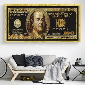 Zlati Dolar Inspirativno Platno Umetnosti Plakatov in Fotografij Srebrni Denar Platna Slike na Steni v slikah, za dnevno Sobo